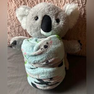 Gray Koala Plush Toy with Blanket